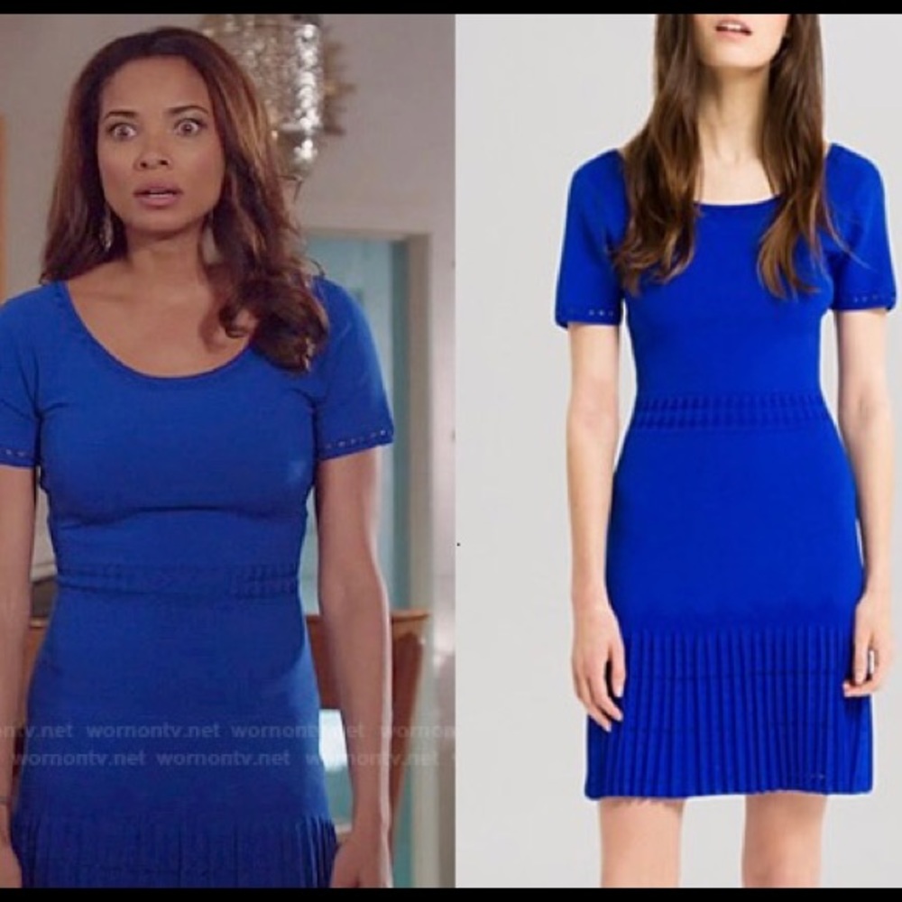 Sandro signature fabric blue dress.